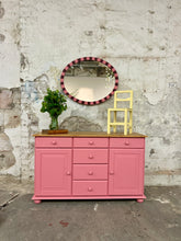 Ladda upp bild till gallerivisning, Rosa-randig oval spegel
